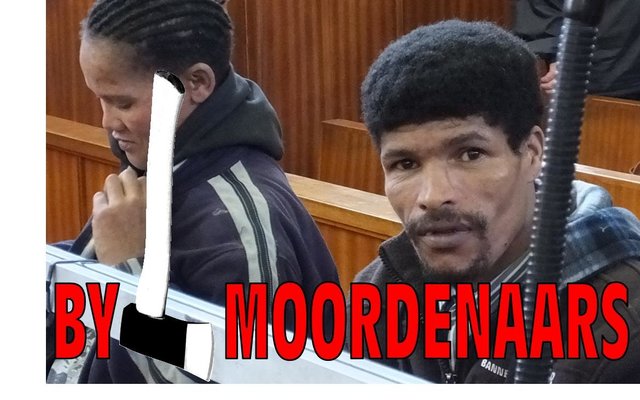 Mariaan Nobles en Typie Julies, Vrydag in die Strand se Streekshof tydens hul skuldigbevinding aan moord op Jan (Nugget) Otto 3 jaar gelede.  